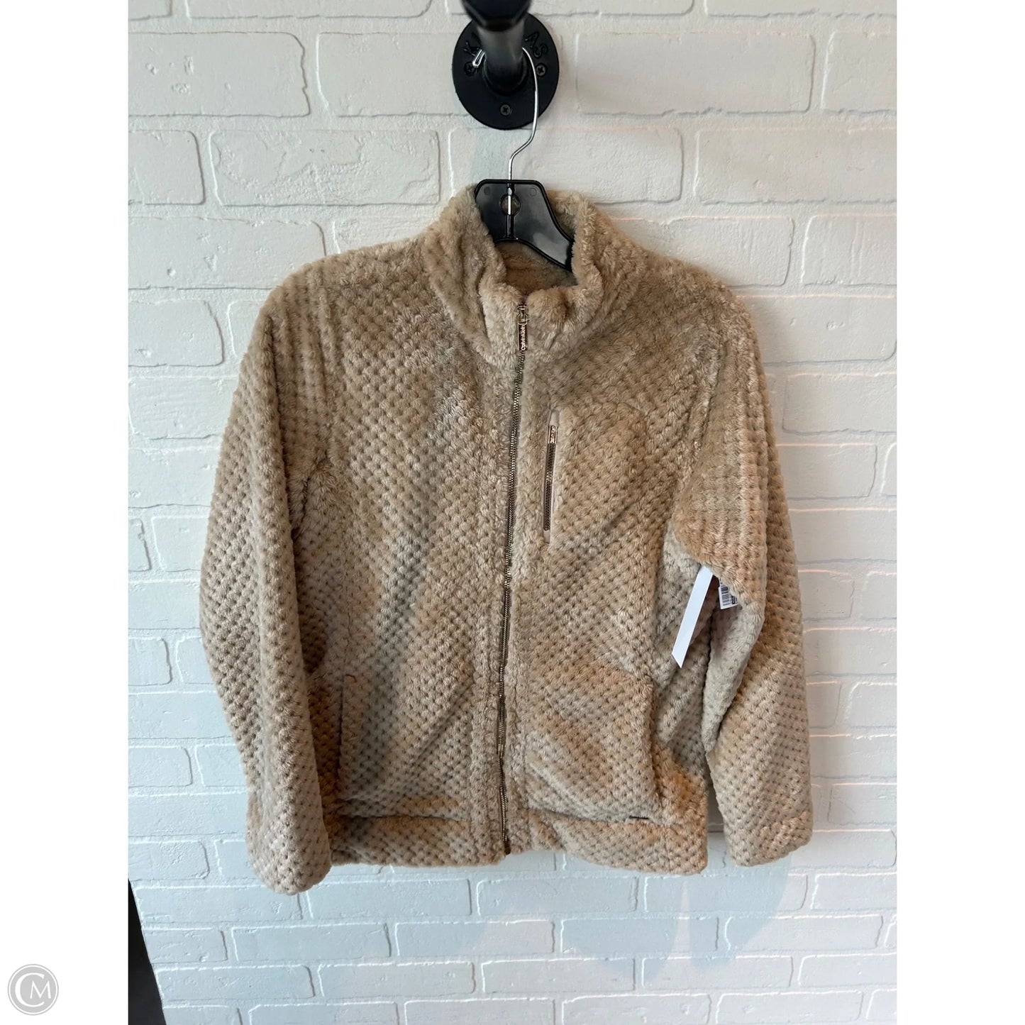Jacket Fleece By Calvin Klein In Tan, Size: S