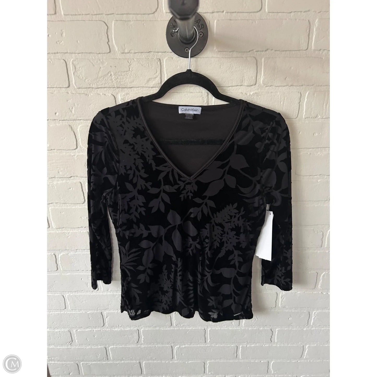 Top Long Sleeve By Calvin Klein In Black, Size: Sp