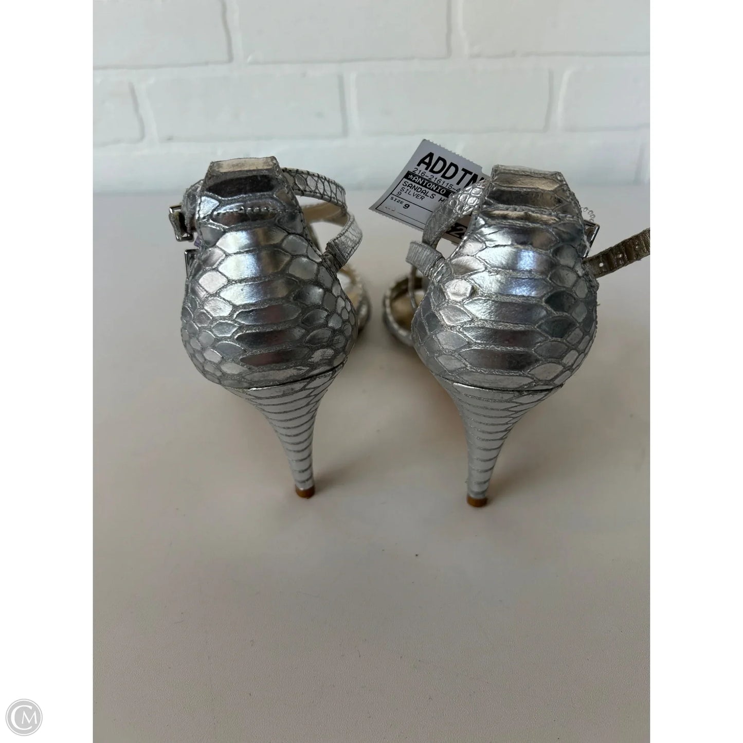 Sandals Heels Kitten By Antonio Melani In Silver, Size: 9