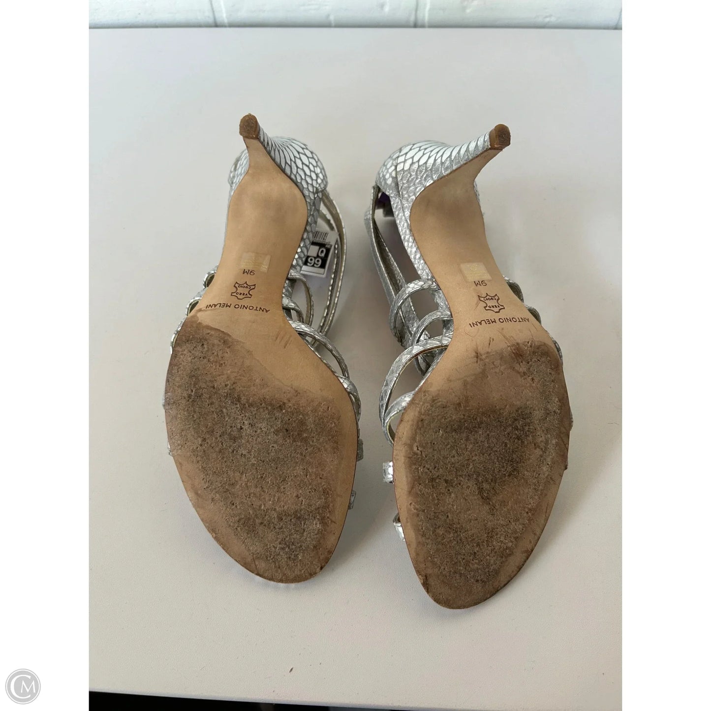 Sandals Heels Kitten By Antonio Melani In Silver, Size: 9