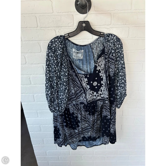 Top Short Sleeve By Cupio In Blue & White, Size: Xl