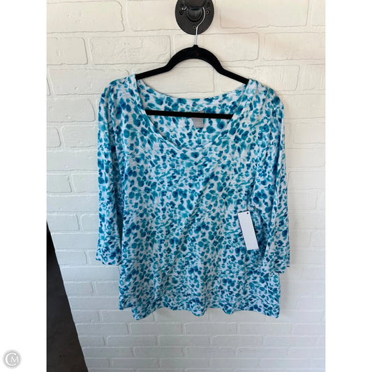 Top Long Sleeve By Chicos In Blue & White, Size: Xl