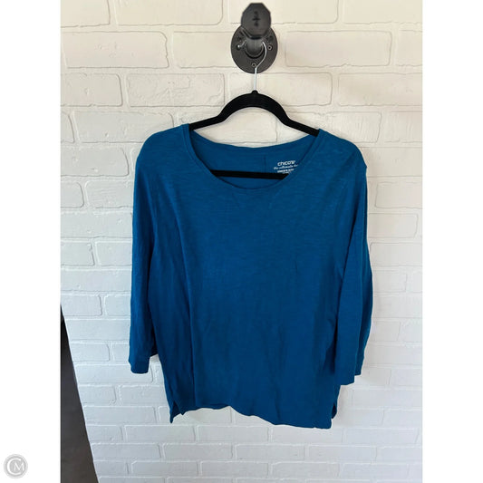 Top 3/4 Sleeve Basic By Chicos In Blue, Size: Xl