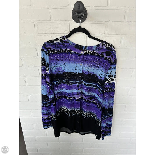 Top Long Sleeve By Dana Buchman In Black & Purple, Size: Xl
