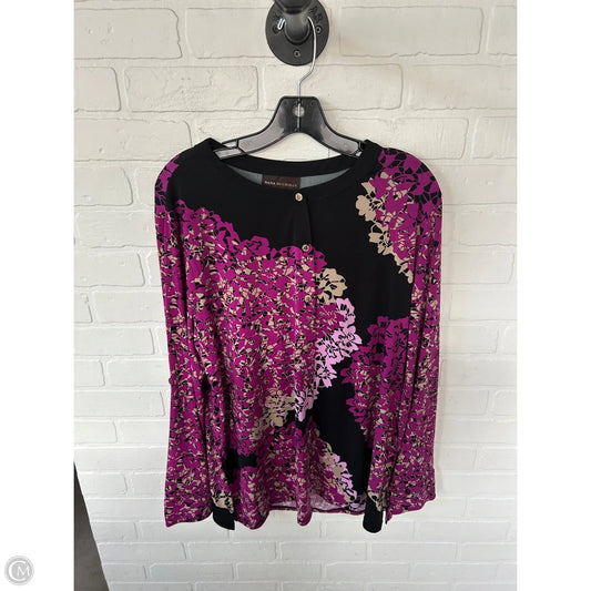 Top Long Sleeve By Dana Buchman In Black & Purple, Size: Xl