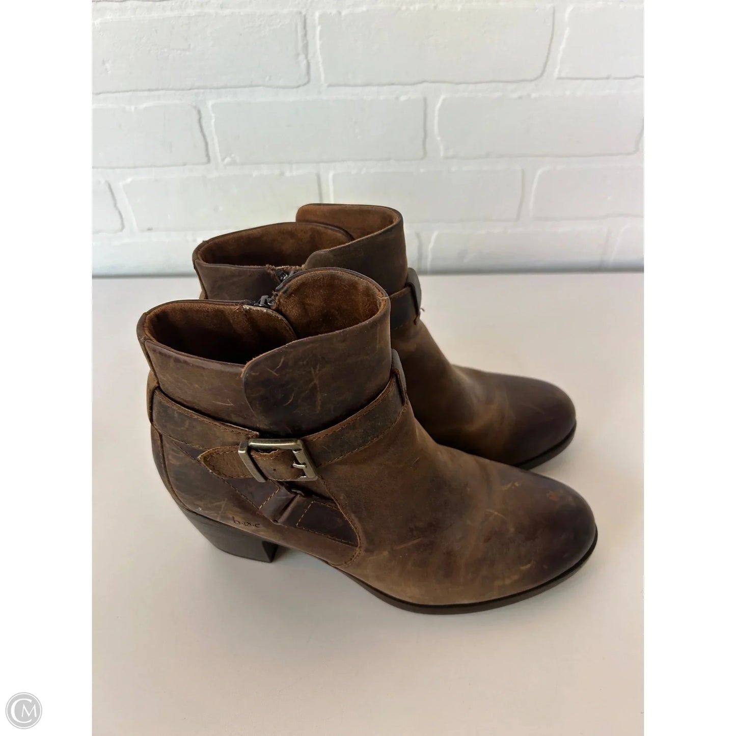 Boots Ankle Heels By Boc In Brown, Size: 9