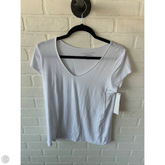 Top Short Sleeve Basic By Tahari By Arthur Levine In White, Size: L