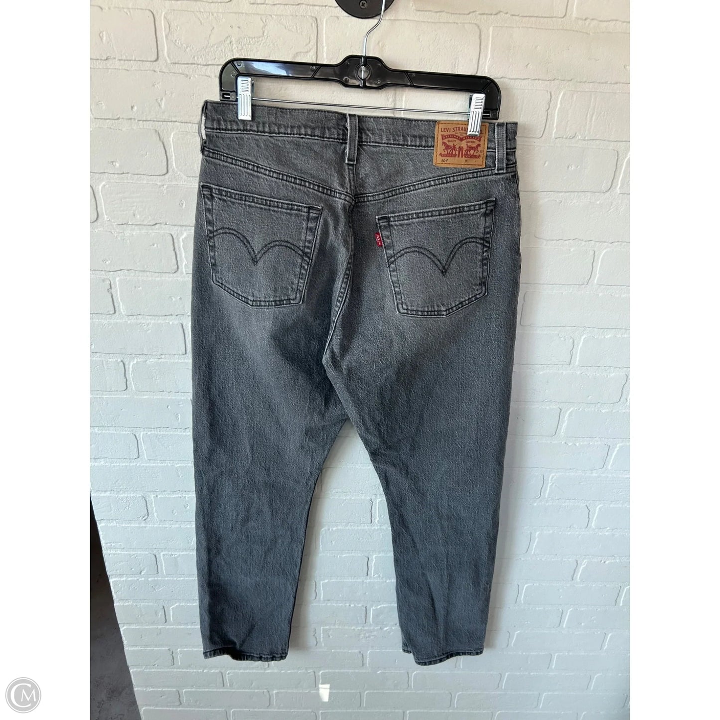 Jeans Straight By Levis In Grey Denim, Size: 10