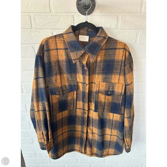 Jacket Shirt By Clothes Mentor In Blue & Orange, Size: L