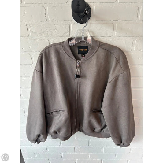 Jacket Moto By Truth In Grey, Size: S