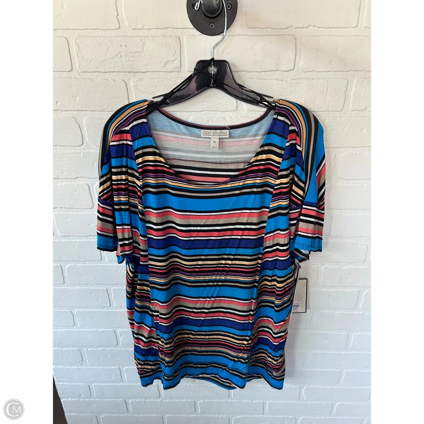 Top Short Sleeve By Dana Buchman In Blue & Pink, Size: Xl