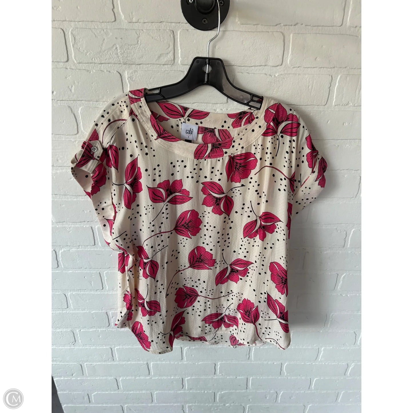 Top Short Sleeve By Cabi In Pink & Tan, Size: S