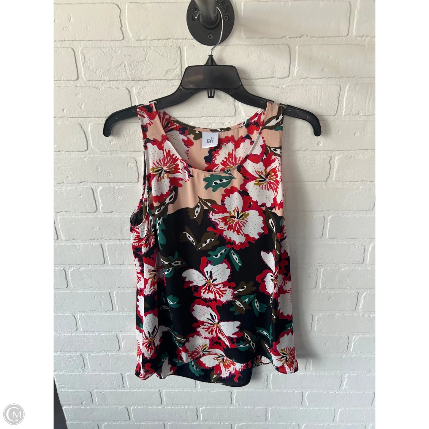 Top Sleeveless By Cabi In Black & Green, Size: M