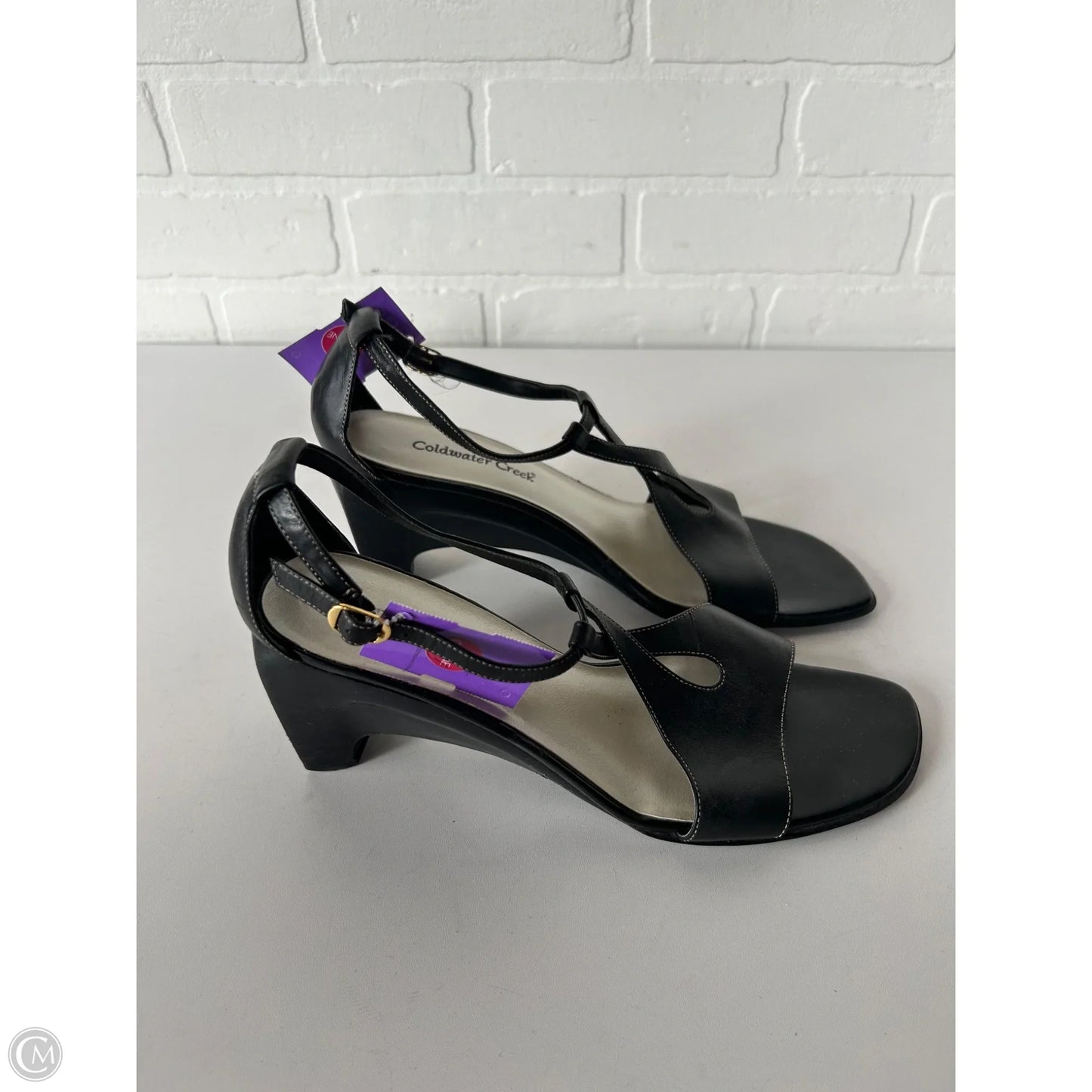 Sandals Heels Block By Coldwater Creek In Black, Size: 9.5