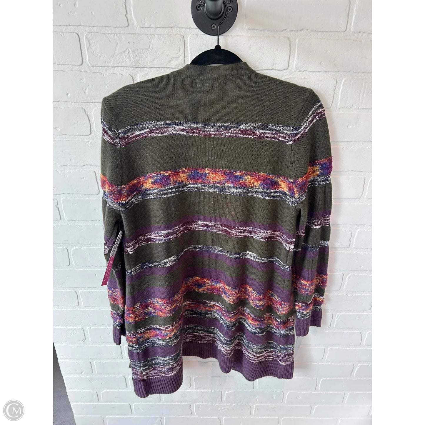 Sweater Cardigan By Natural Reflections In Green & Purple, Size: M