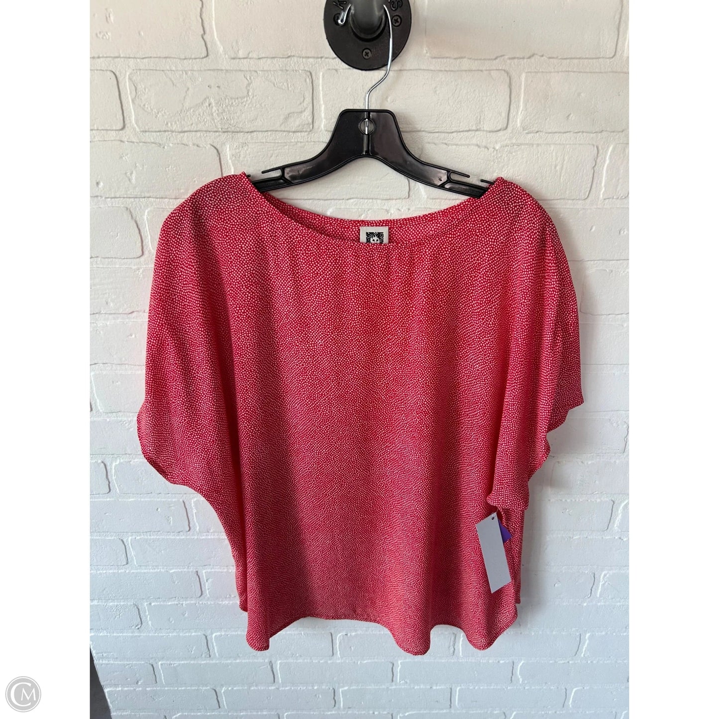 Top Short Sleeve Basic By Anne Klein In Red & White, Size: 1x