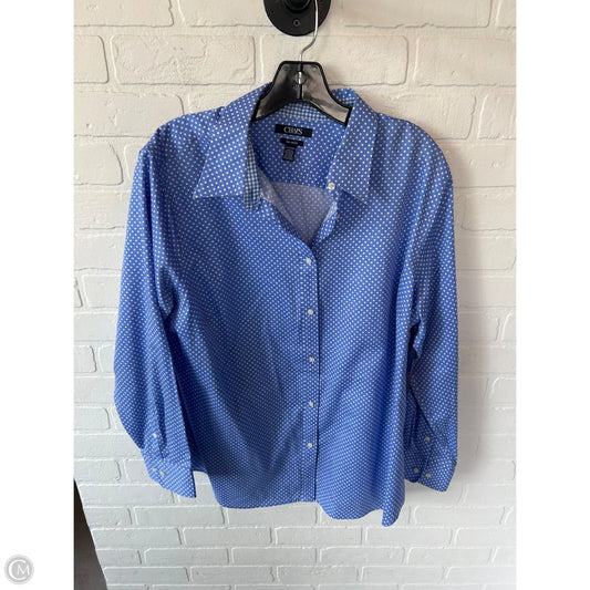 Top Long Sleeve By Chaps In Blue & White, Size: 1x