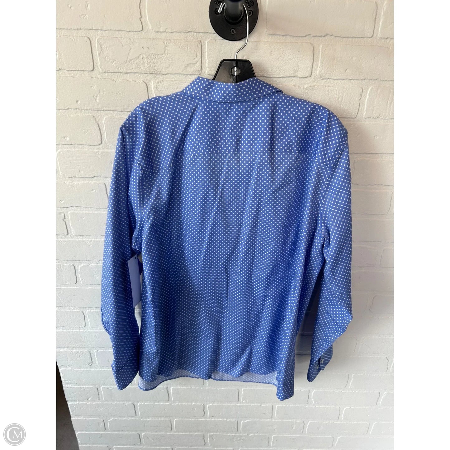 Top Long Sleeve By Chaps In Blue & White, Size: 1x