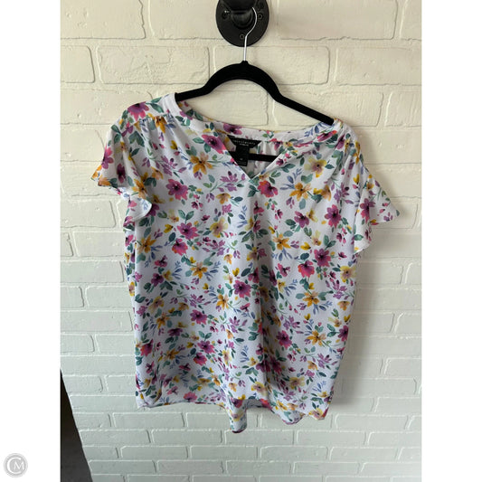 Top Short Sleeve By Investments In Purple & Yellow, Size: 1x