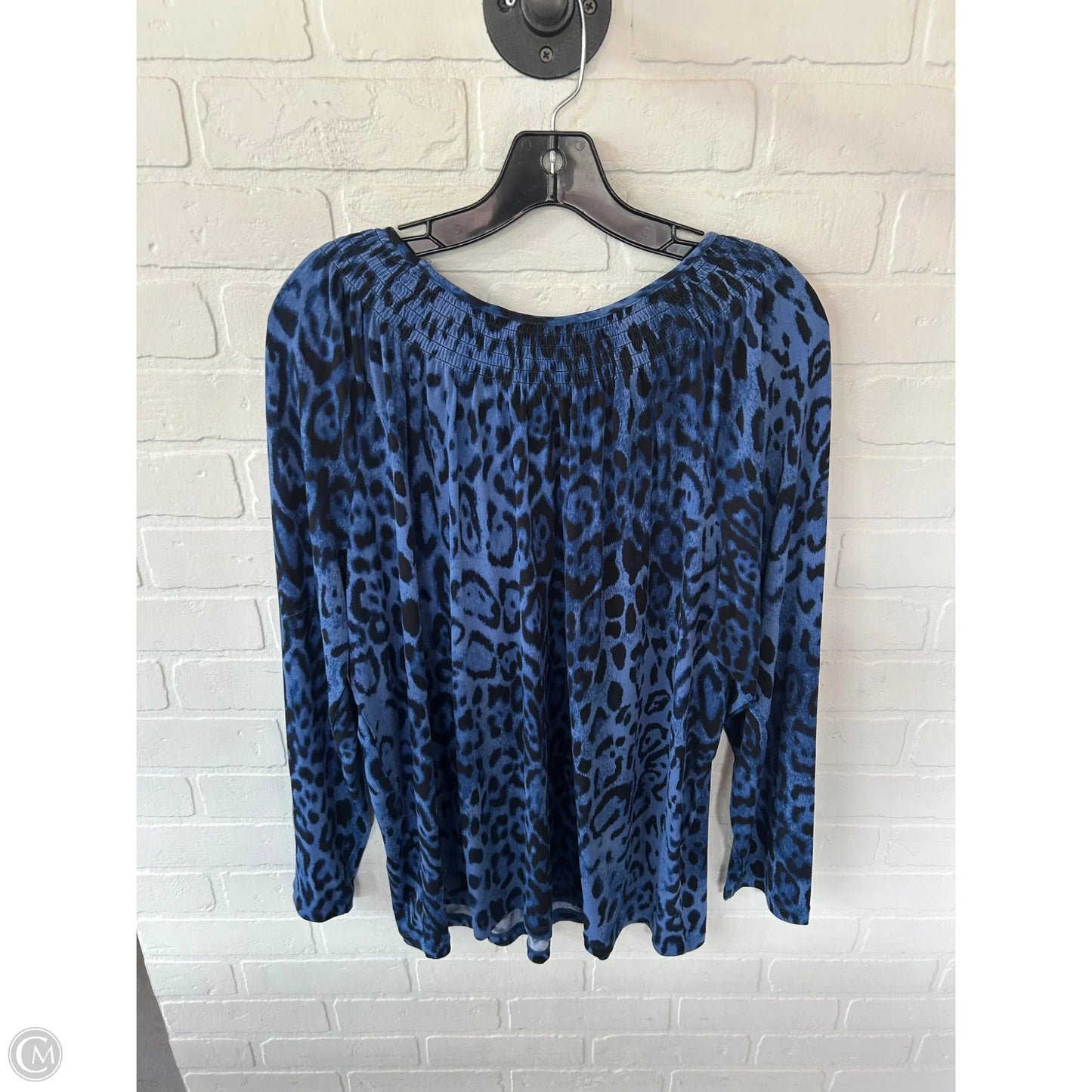 Top Long Sleeve By Susan Graver In Black & Blue, Size: Xl