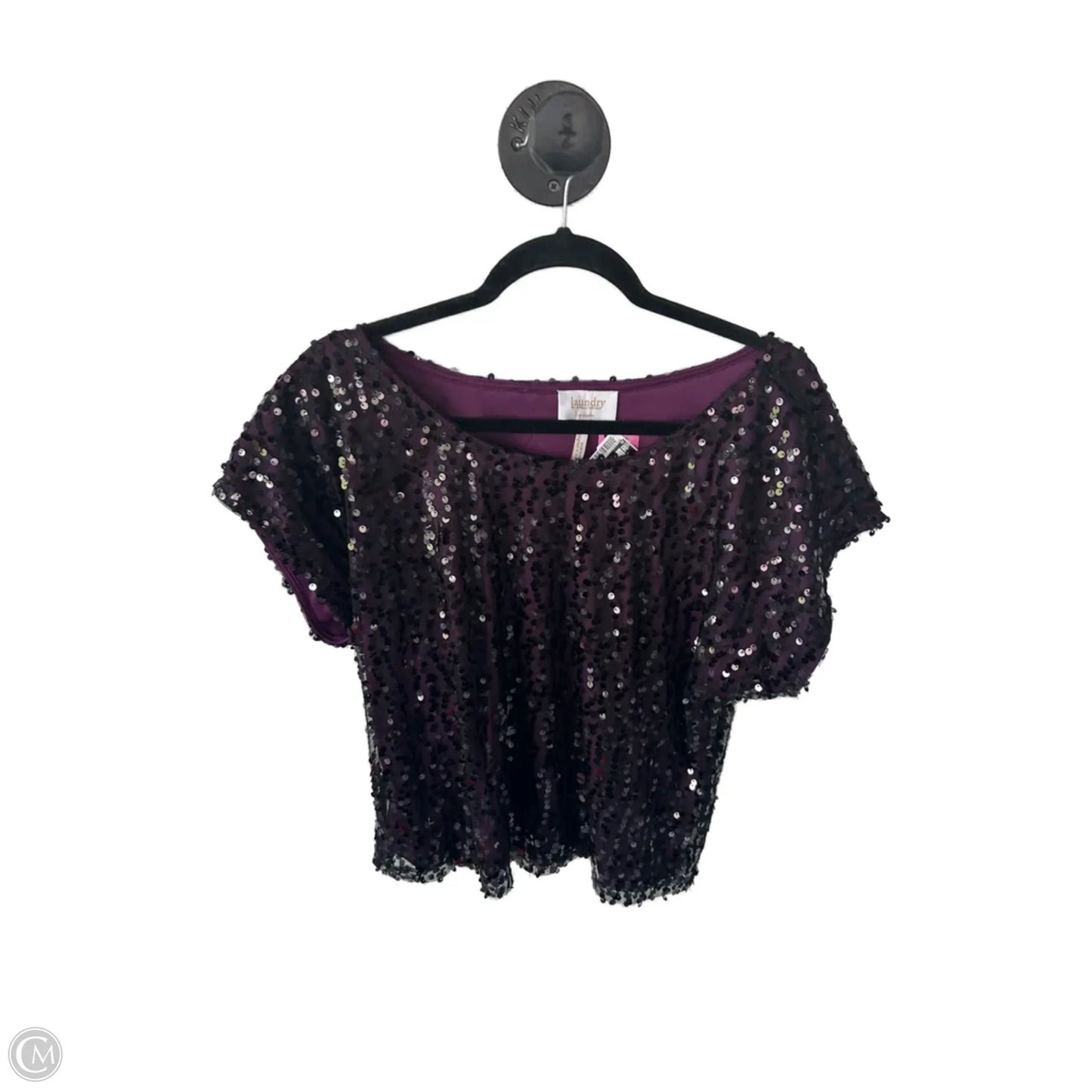 Top Short Sleeve By Laundry In Black & Purple, Size: L