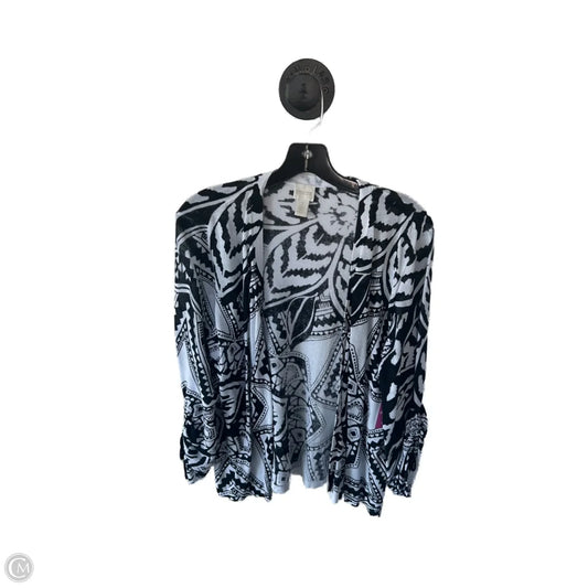 Sweater Cardigan By Chicos In Black & White, Size: L