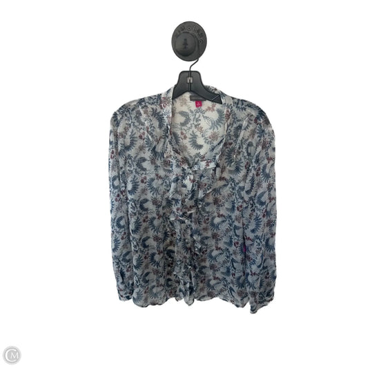 Top Long Sleeve By Vince Camuto In Blue & Red, Size: Xl