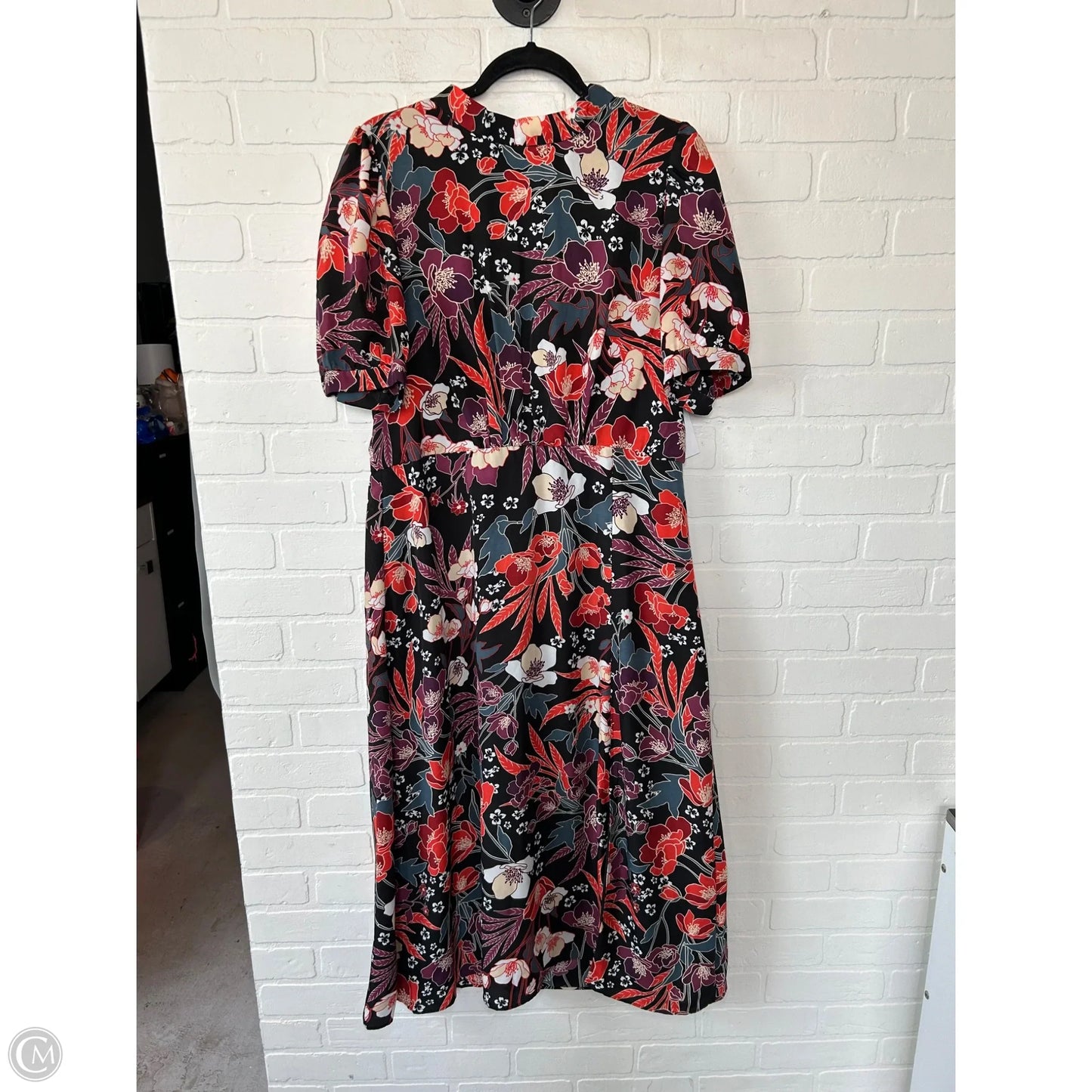 Dress Casual Midi By Clothes Mentor In Black & Orange, Size: L