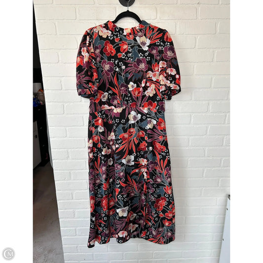 Dress Casual Midi By Clothes Mentor In Black & Orange, Size: L
