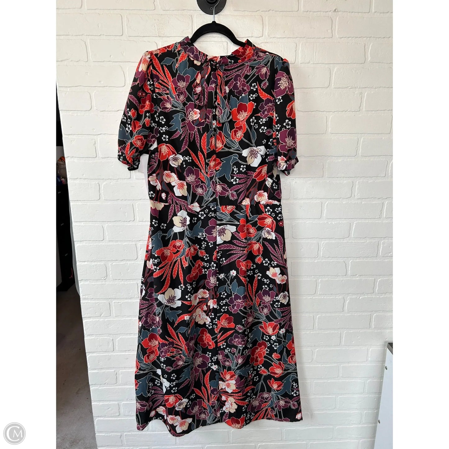Dress Casual Midi By Clothes Mentor In Black & Orange, Size: L