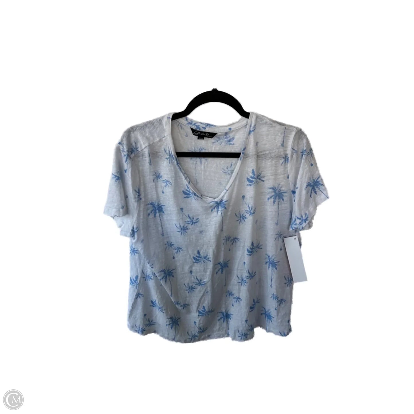 Top Short Sleeve Basic By Charlie B In Blue & White, Size: Xl