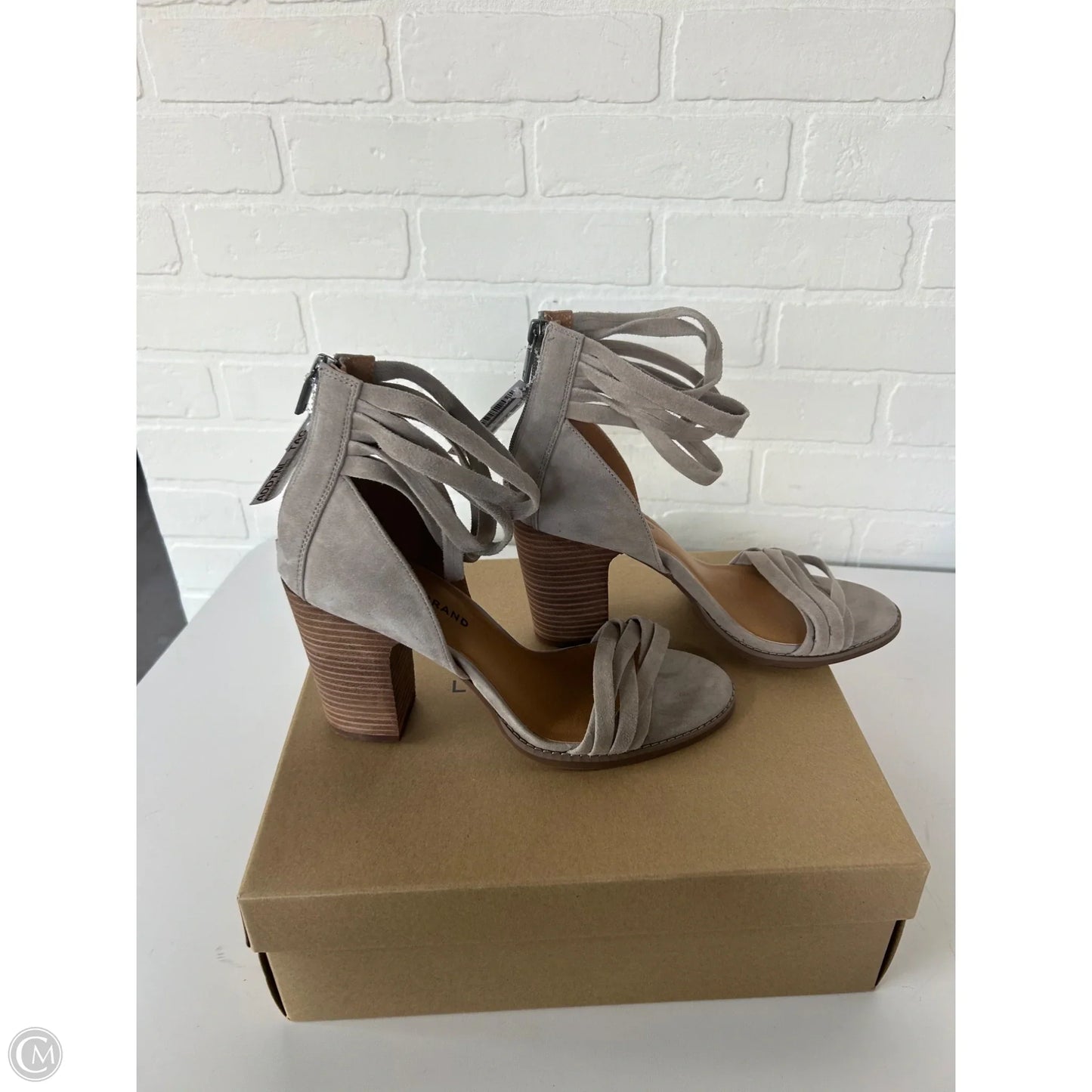 Sandals Heels Block By Lucky Brand In Grey, Size: 10