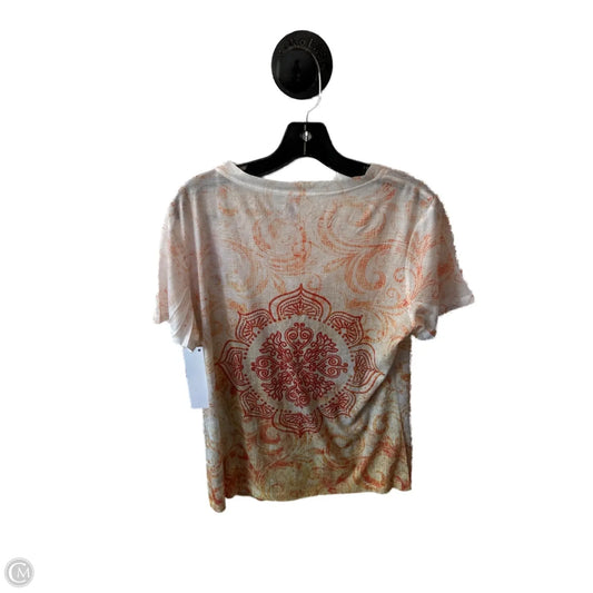 Top Short Sleeve By Kiara In Orange & White, Size: L