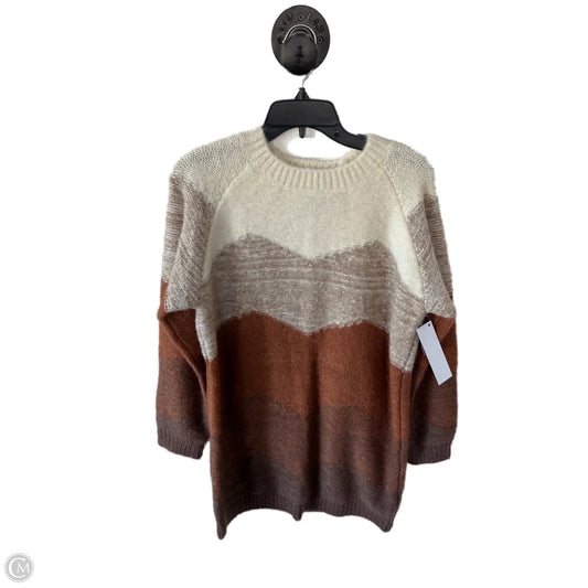 Dress Sweater By Forever 21 In Brown & Cream, Size: M