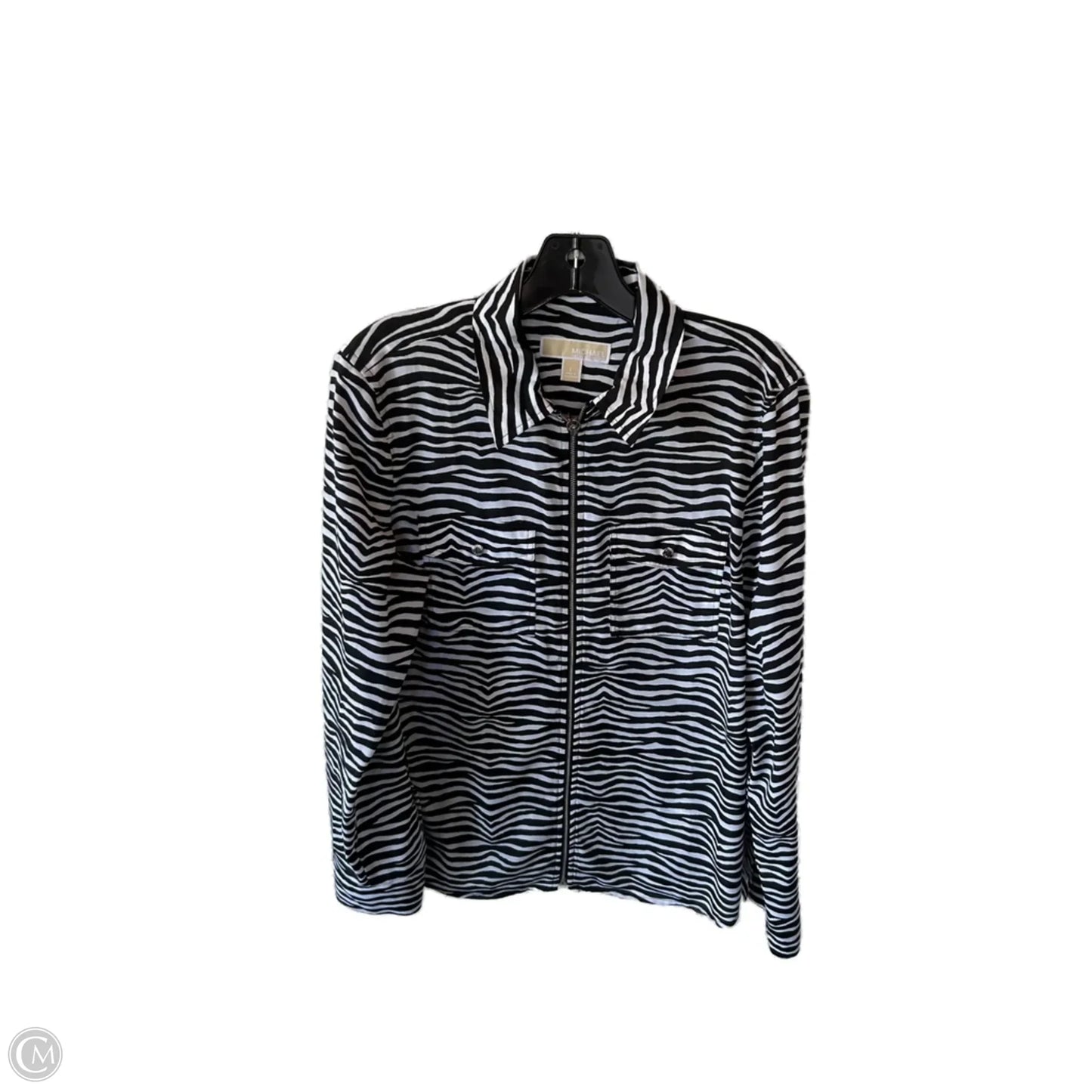Jacket Shirt By Michael By Michael Kors In Black & White, Size: L