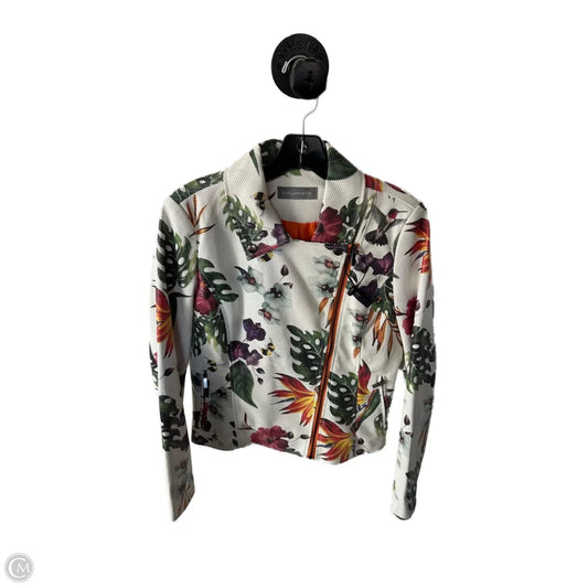 Jacket Moto By Clothes Mentor In Cream & Green, Size: S