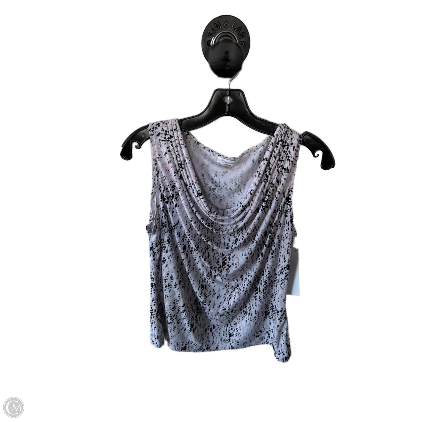 Top Sleeveless By Calvin Klein In Black & Pink, Size: L