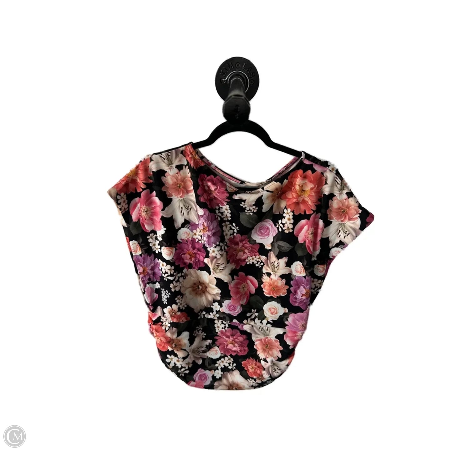 Top Short Sleeve By Express In Black & Pink, Size: L