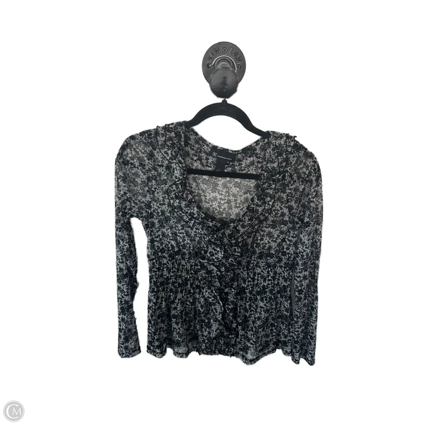 Top Long Sleeve By Inc In Black, Size: L