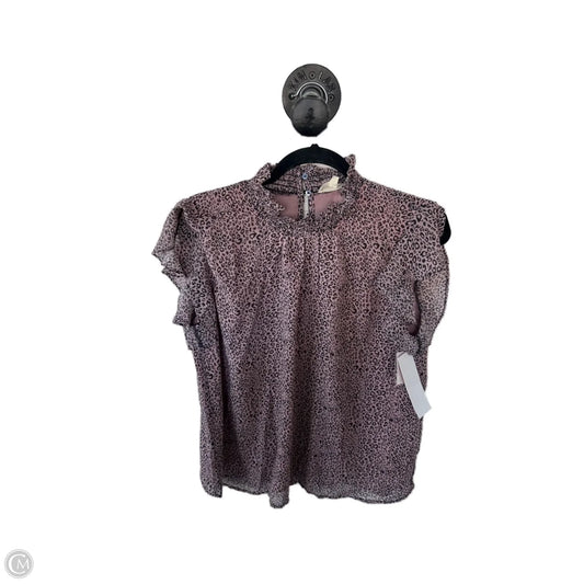 Top Short Sleeve By Ee Some In Black & Pink, Size: L