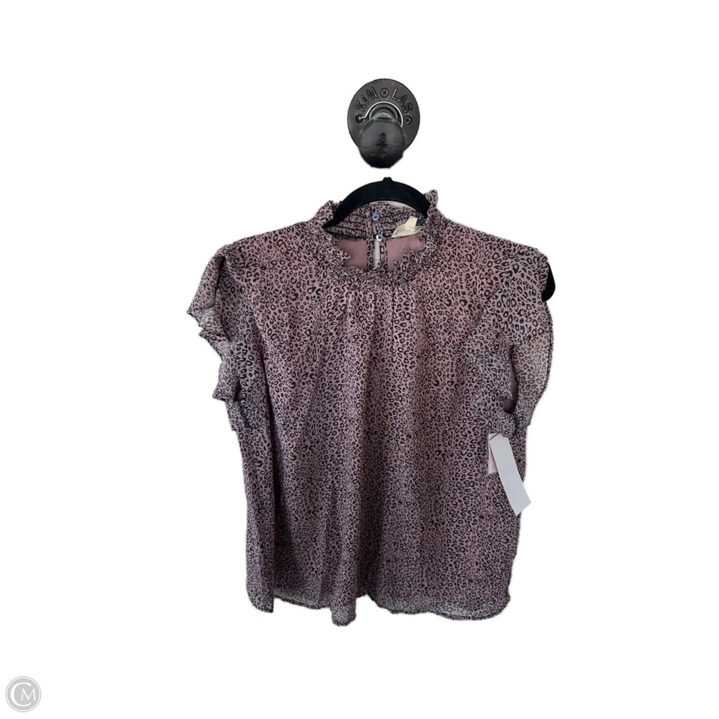 Top Short Sleeve By Ee Some In Black & Pink, Size: M