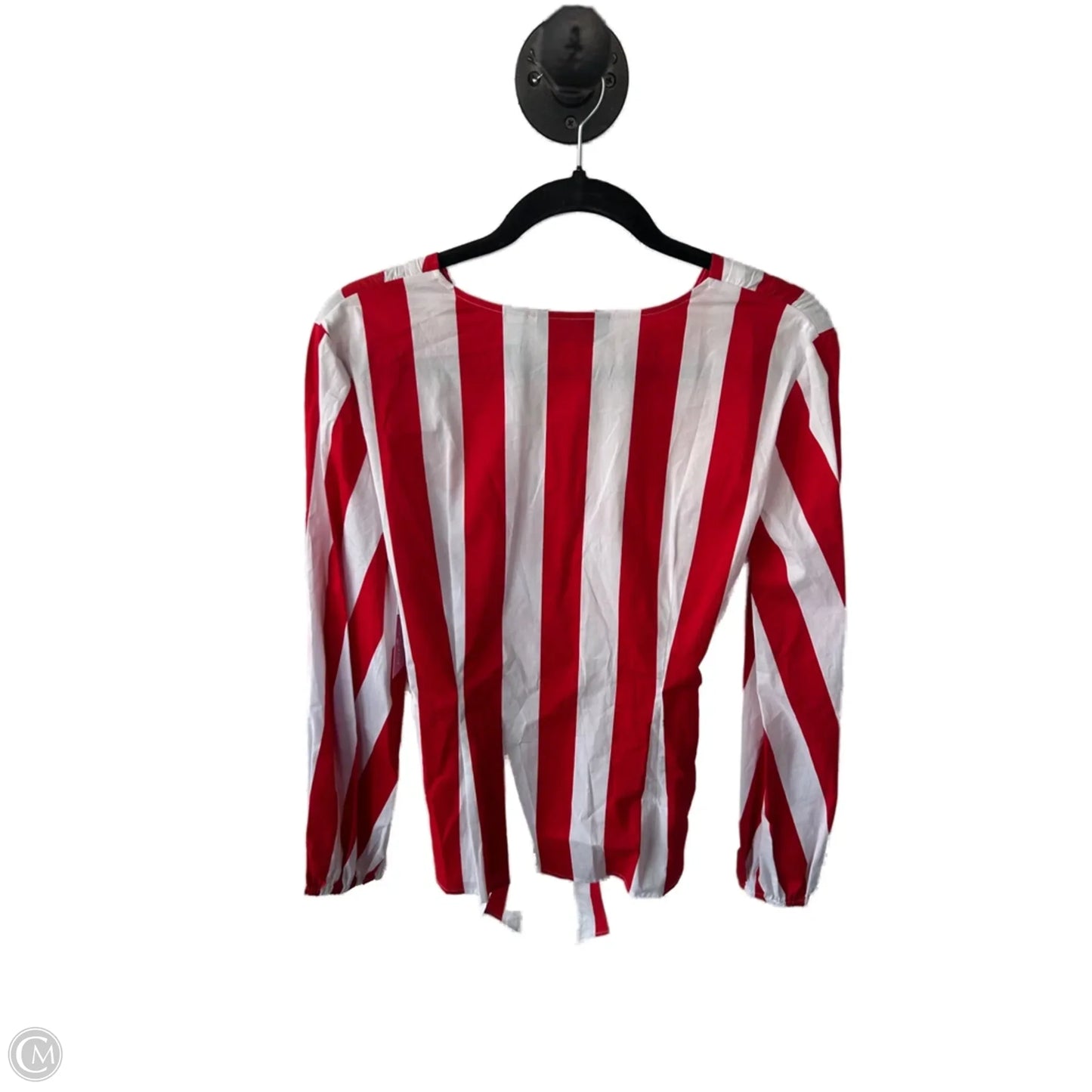 Top Long Sleeve By Inc In Red & White, Size: M