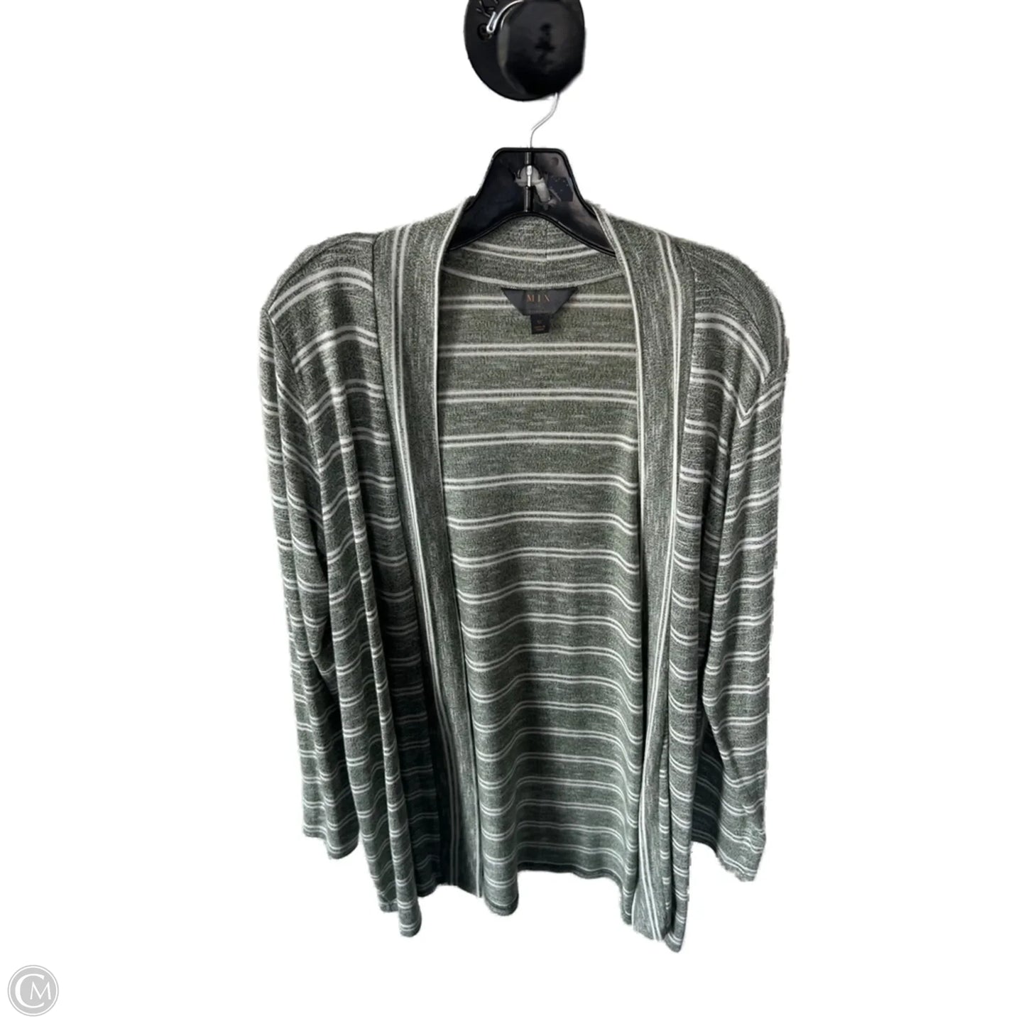 Cardigan By 41 Hawthorn In Green & White, Size: 1x