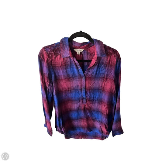 Top Long Sleeve By Lucky Brand In Blue & Purple, Size: Xs