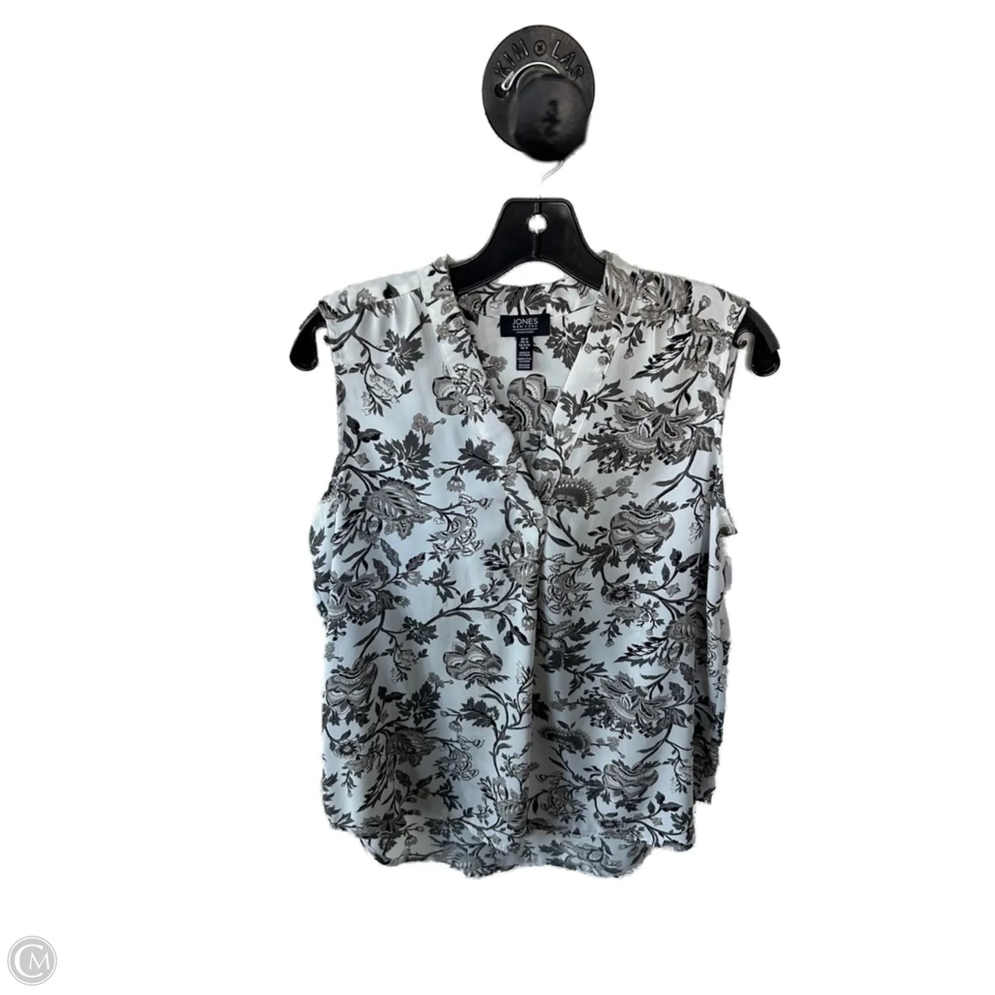 Top Sleeveless By Jones New York In Grey & White, Size: M