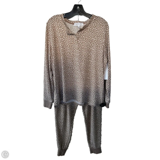 Pajamas 2pc By Clothes Mentor In Tan & White, Size: L