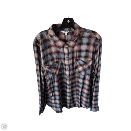 Top Long Sleeve By Lucky Brand In Blue & Brown, Size: L
