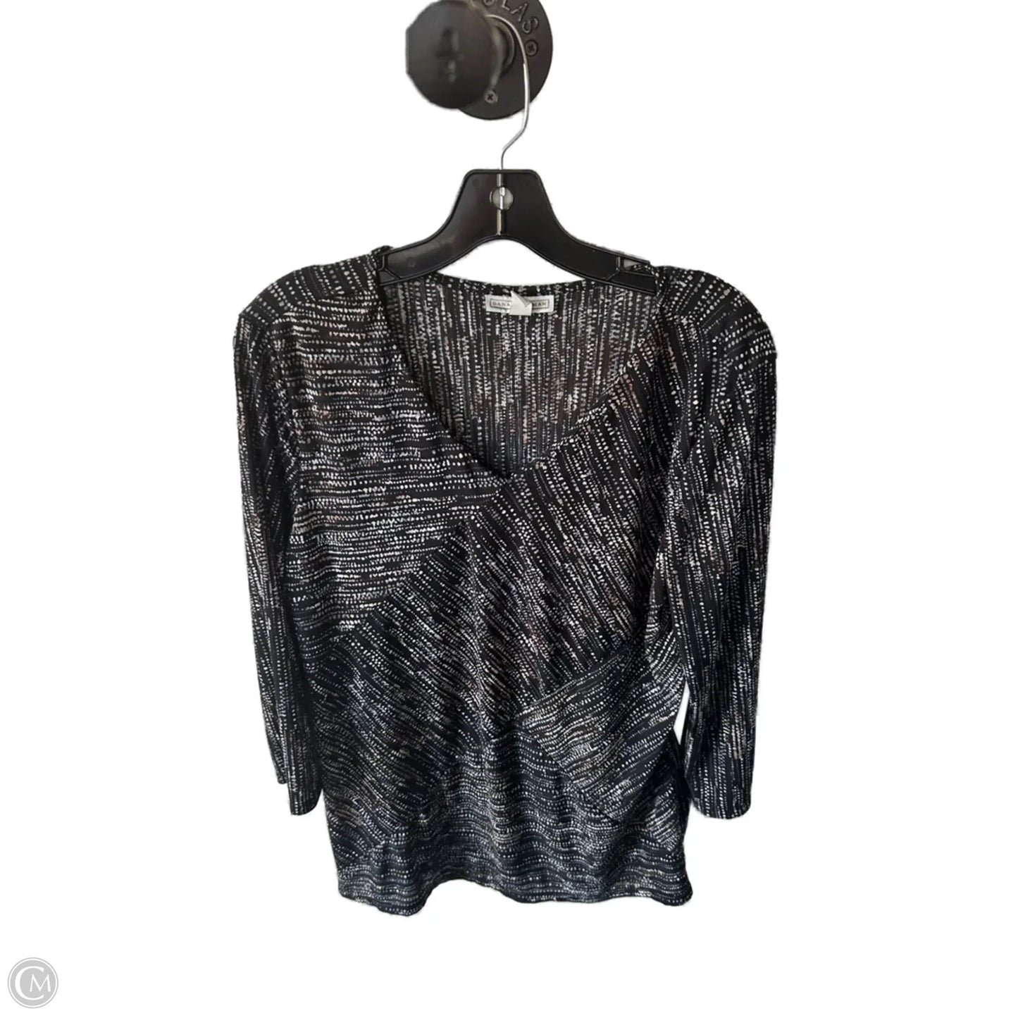 Top 3/4 Sleeve By Dana Buchman In Black & Brown, Size: L