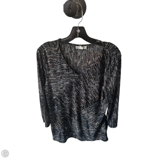 Top 3/4 Sleeve By Dana Buchman In Black & Brown, Size: L