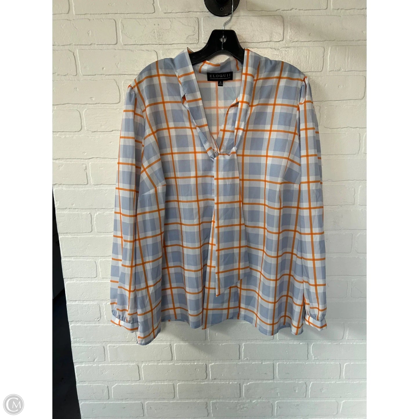 Top Long Sleeve By Eloquii In Blue & Orange, Size: 1x